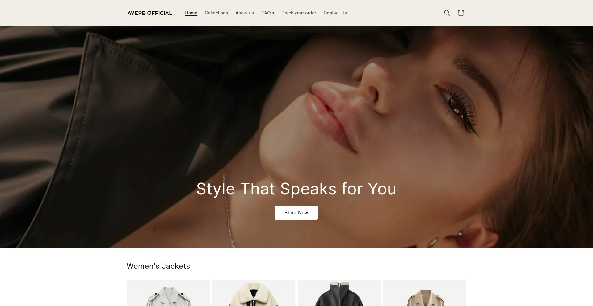 Website screenshot of Avereofficial.com