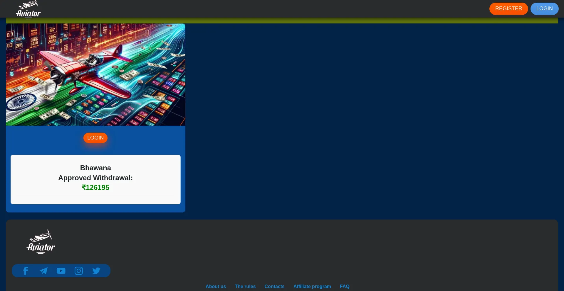 Website screenshot of Aviatorgame.me