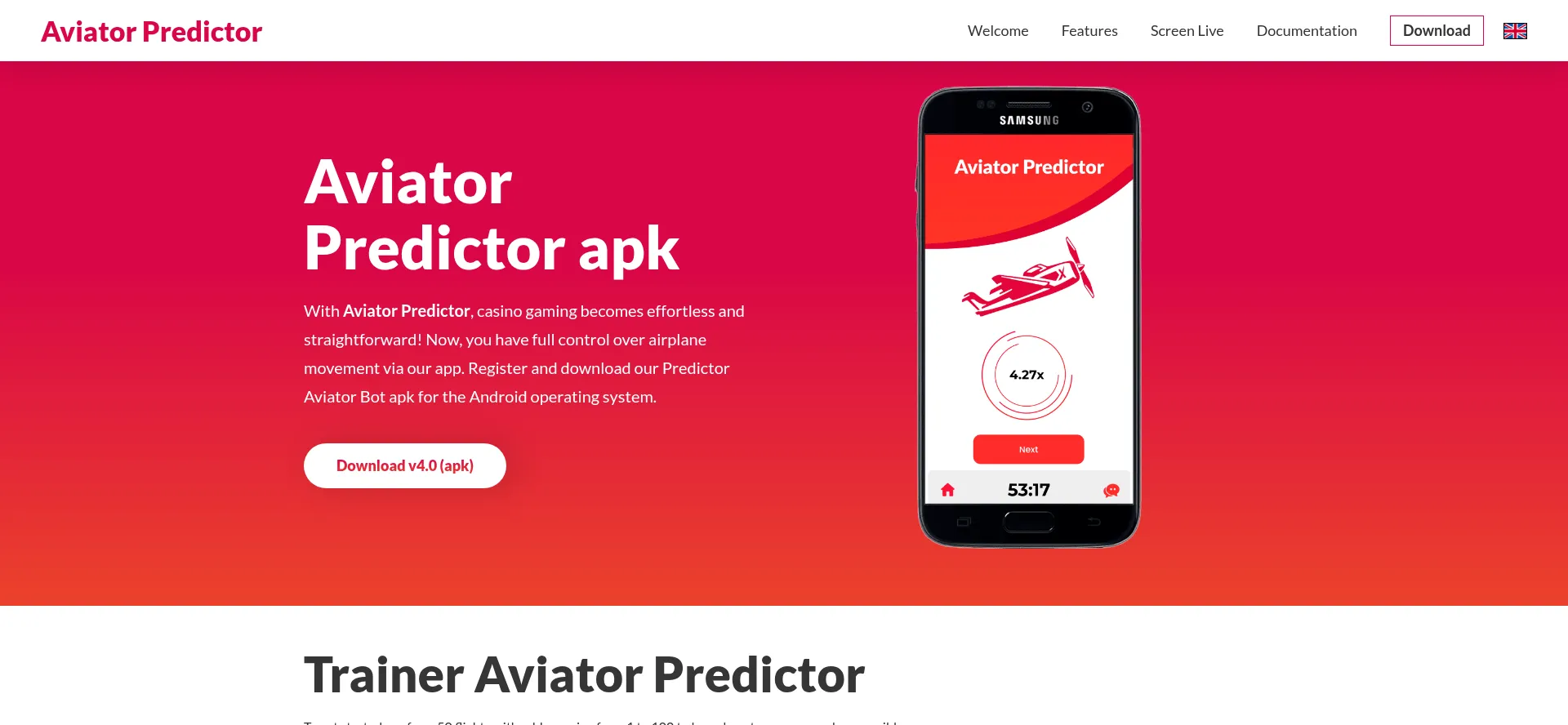 Website screenshot of Aviatorpredict.com