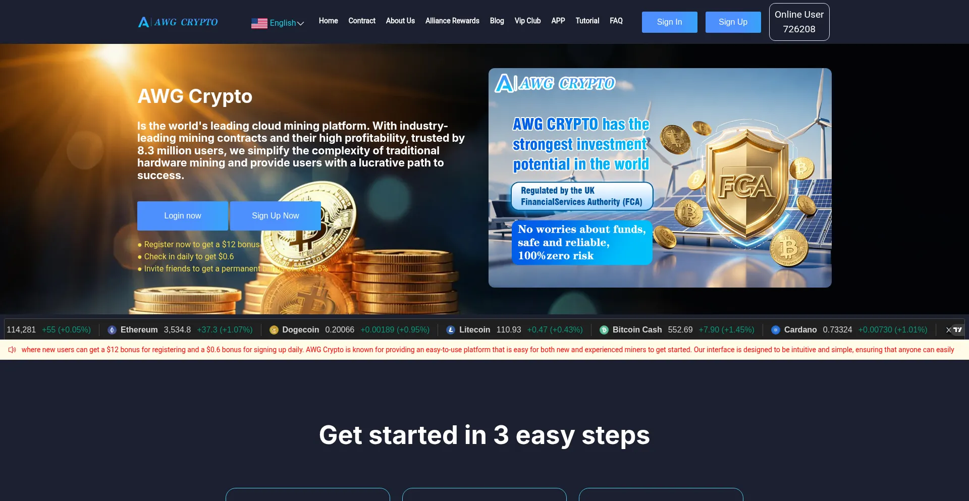 Website screenshot of Awgcrypto.com