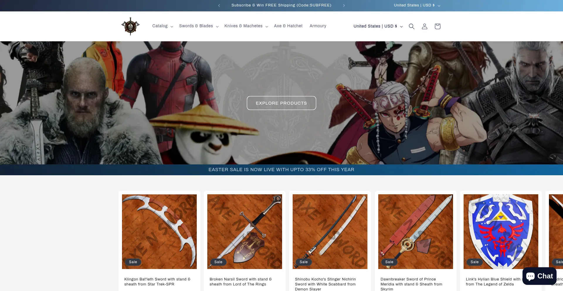 Website screenshot of Axensword.com