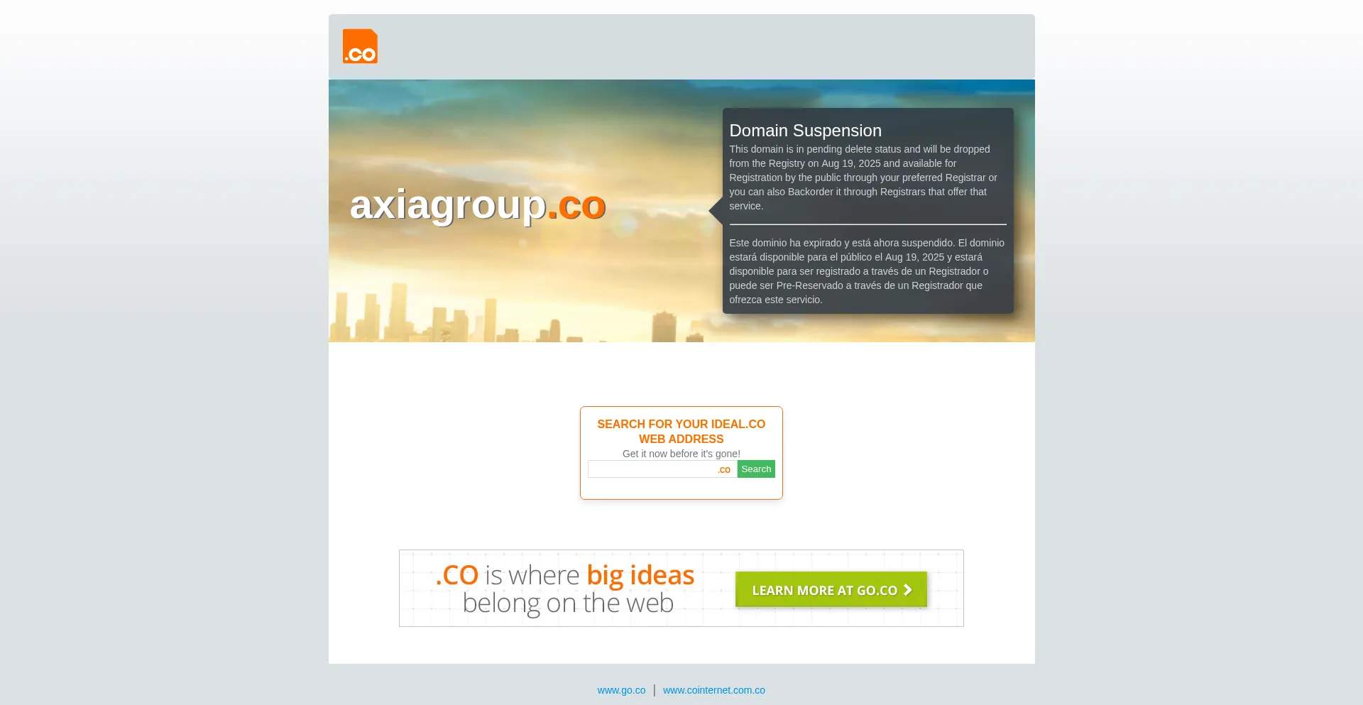 Website screenshot of Axiagroup.co
