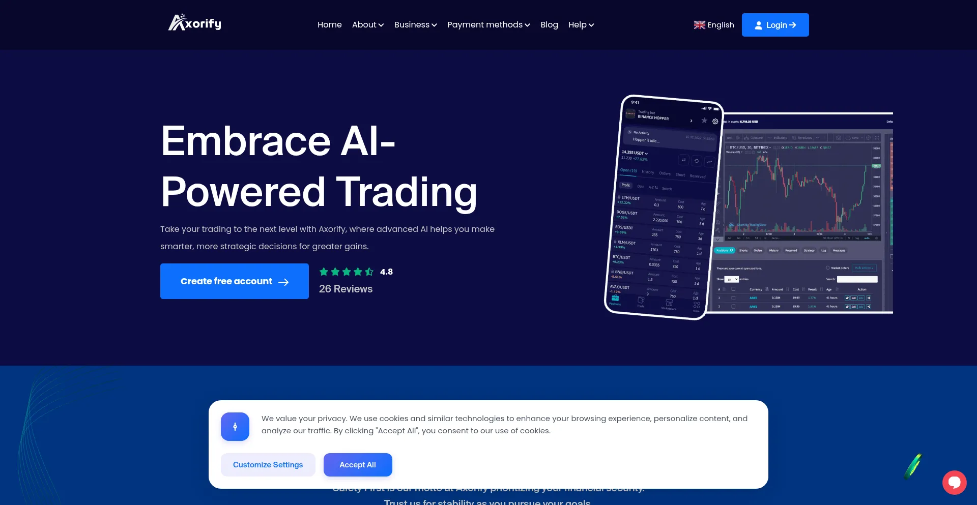 Website screenshot of Axorify.com