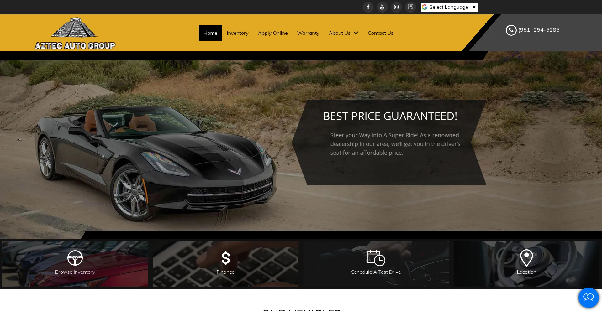 Website screenshot of Aztecautogroupca.com