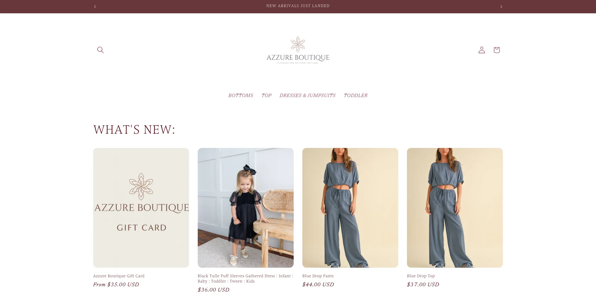 Website screenshot of Azzuretheboutique.com