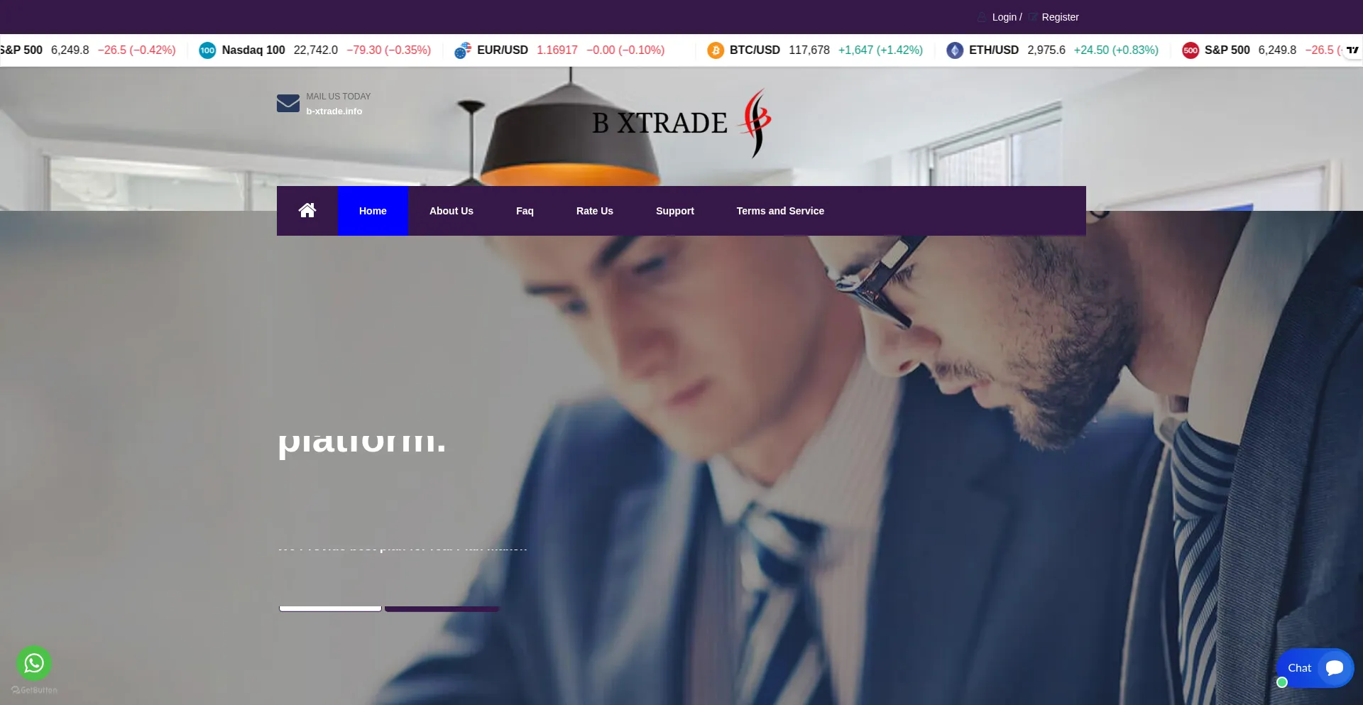 Website screenshot of B-xtrade.info
