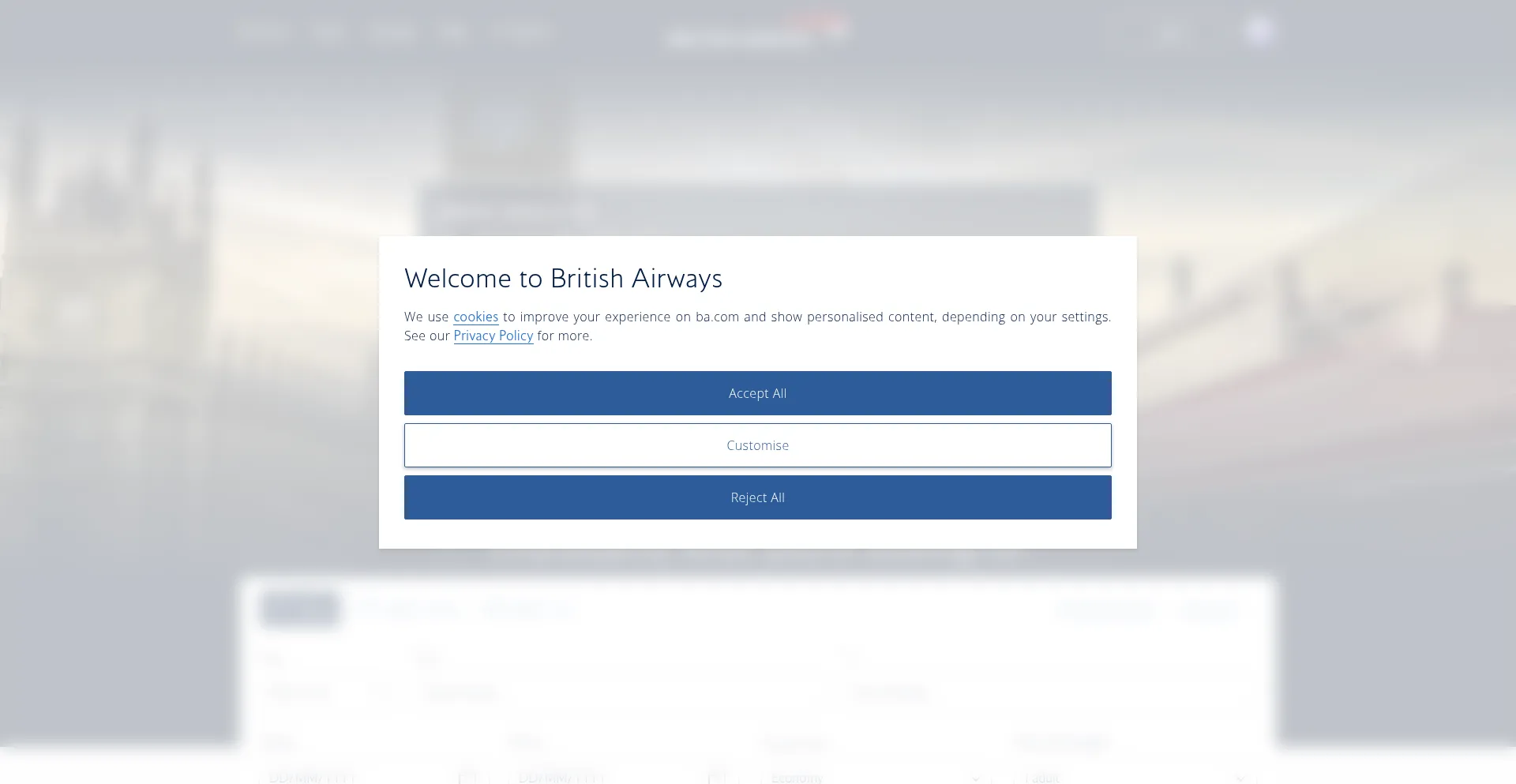 Website screenshot of Ba.com