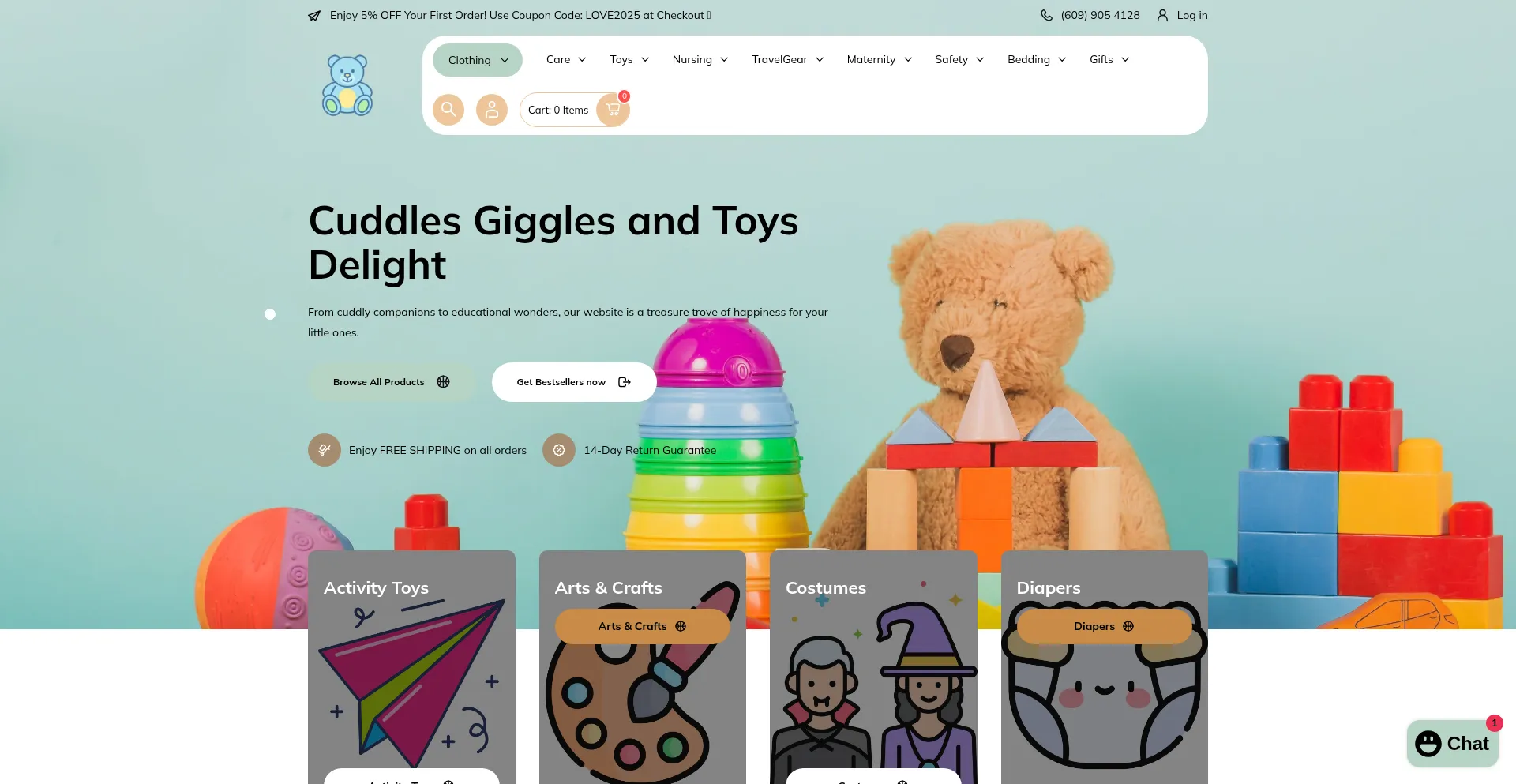 Website screenshot of Babyandtoys.us