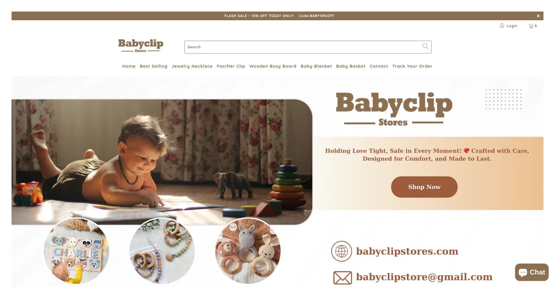 Website screenshot of Babyclipstore.com
