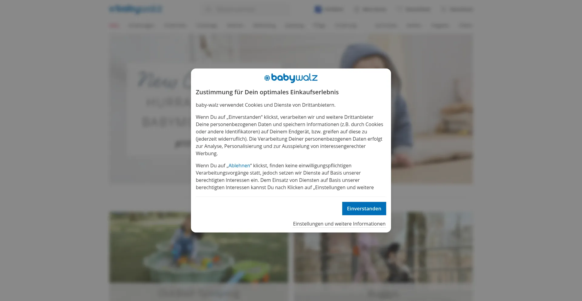 Website screenshot of Babywalz.de