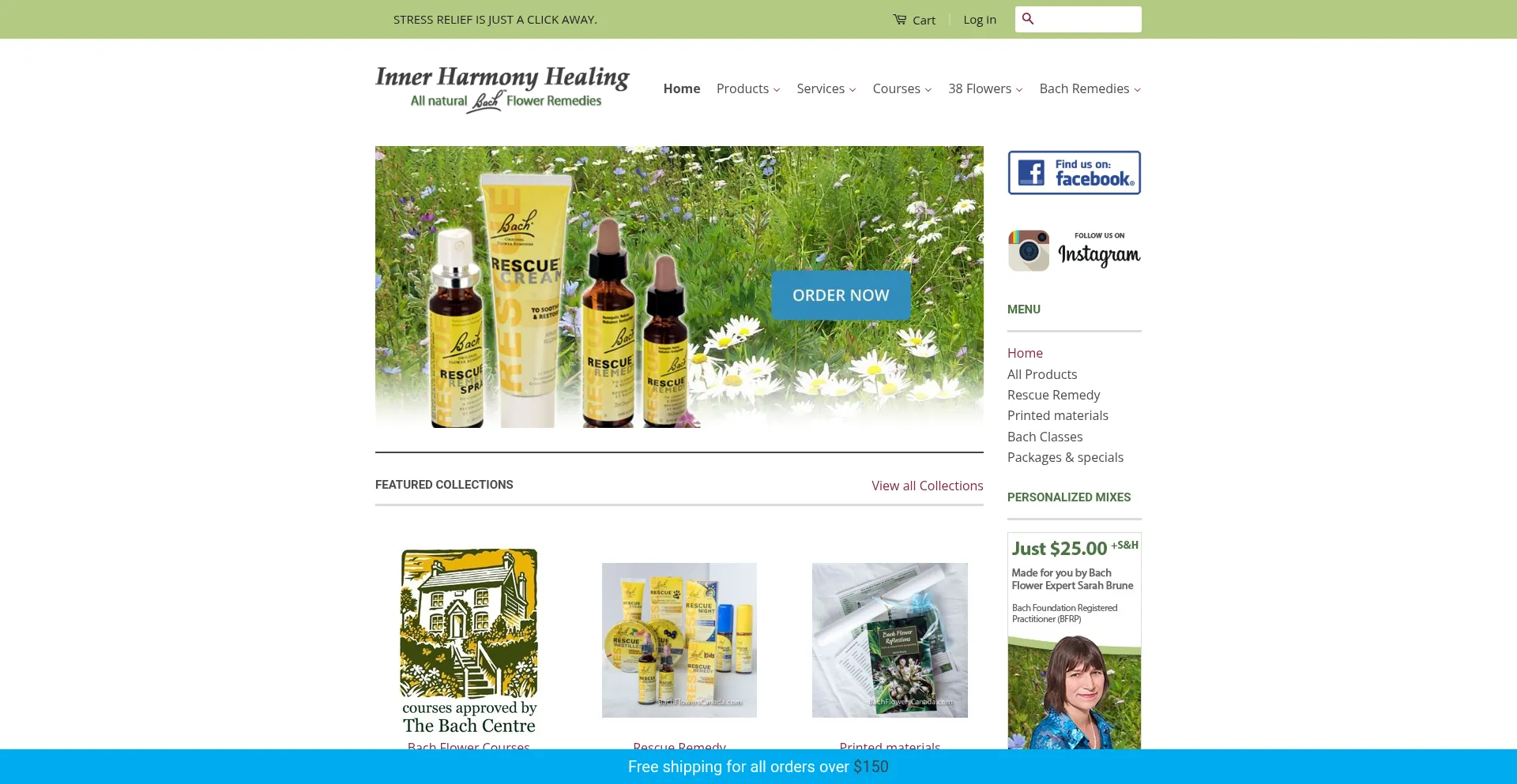 Website screenshot of Bachflowerscanada.com