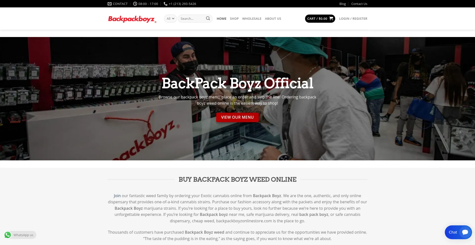 Website screenshot of Backpackboyz.co