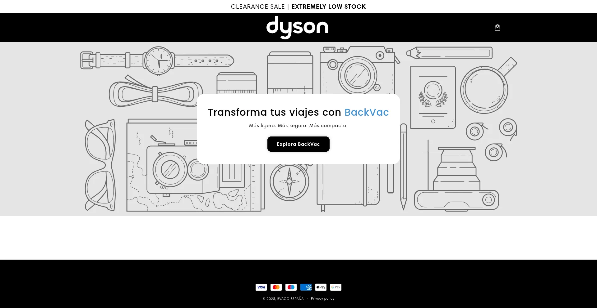 Website screenshot of Backvacc.com