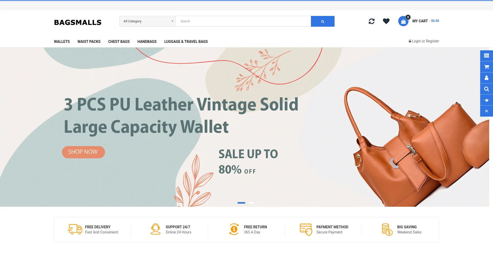 Website screenshot of Bagsmalls.com
