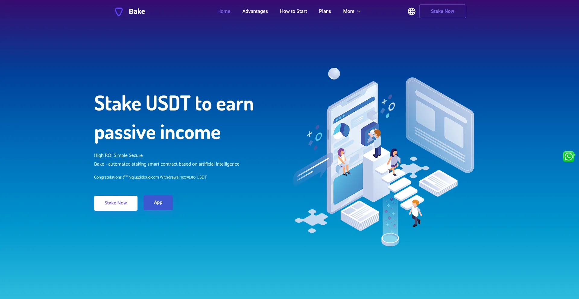 Website screenshot of Bakestaking.com