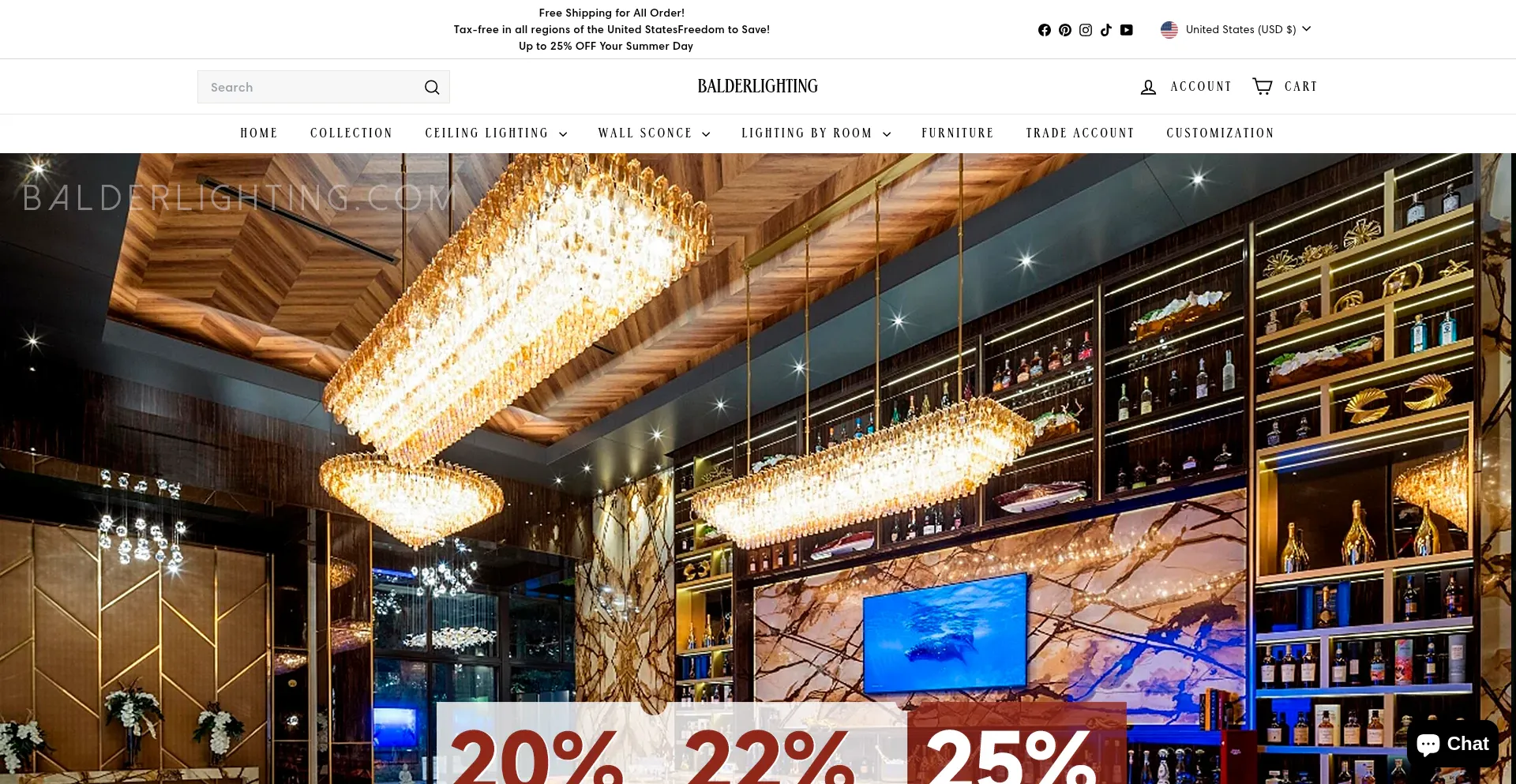 Website screenshot of Balderlighting.com