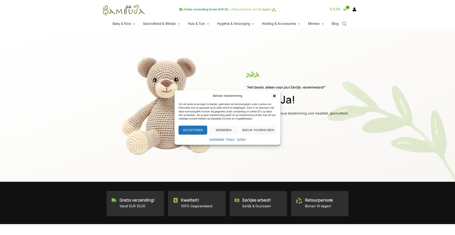 Website screenshot of Bambuja.nl