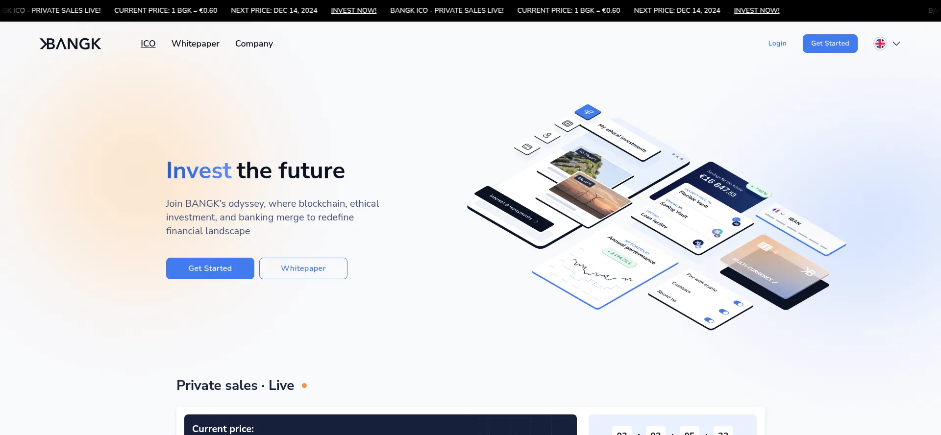Website screenshot of Bangk.app