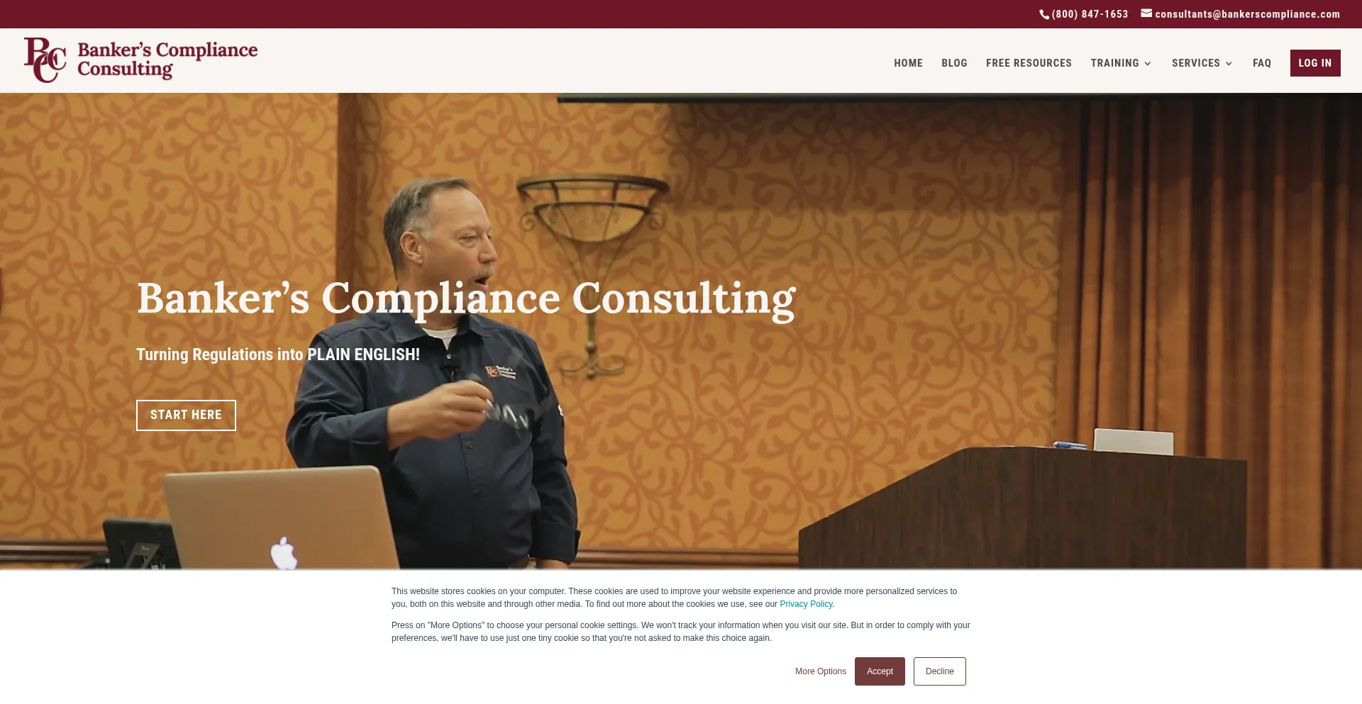 Website screenshot of Bankerscompliance.com