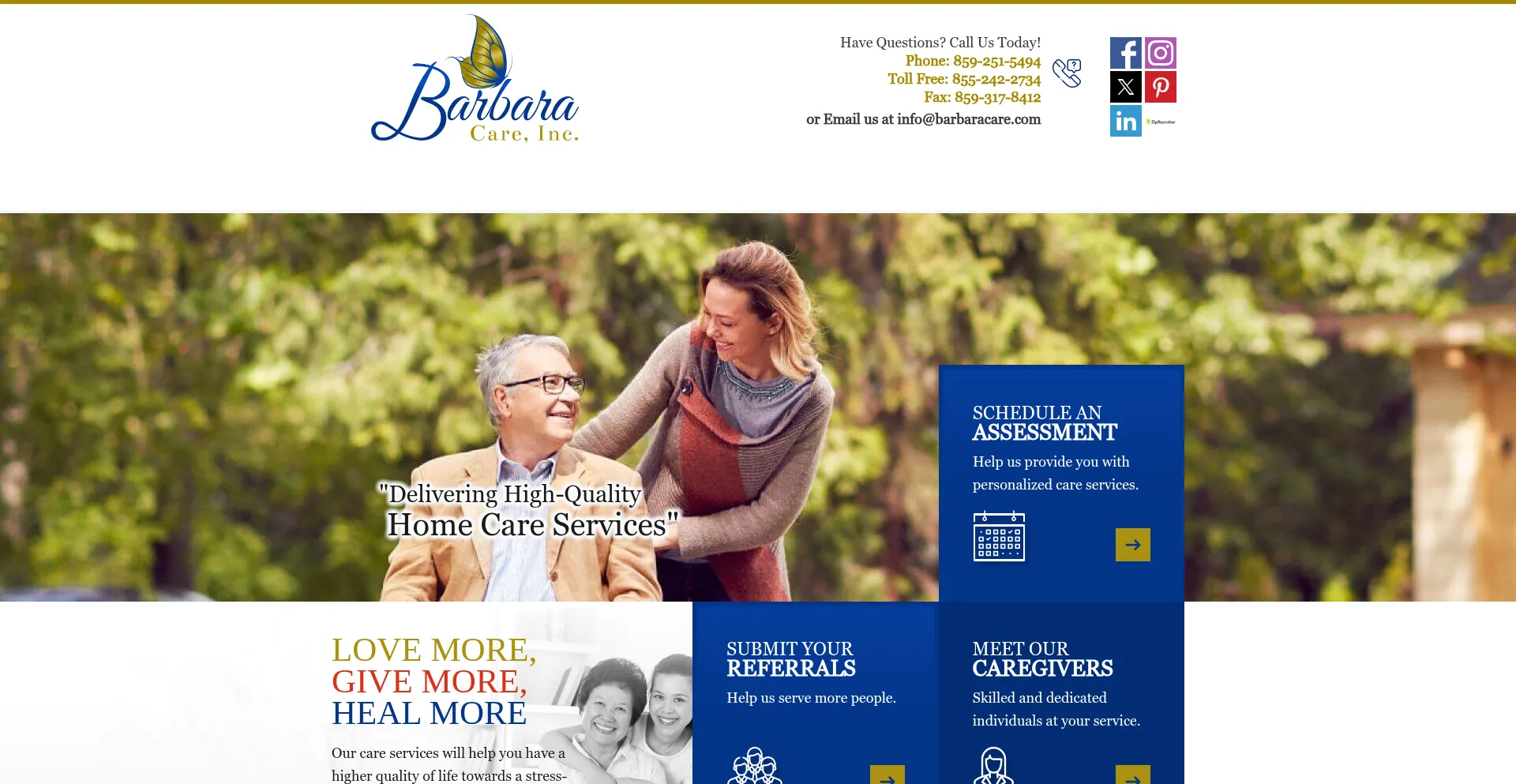 Website screenshot of Barbaracare.com
