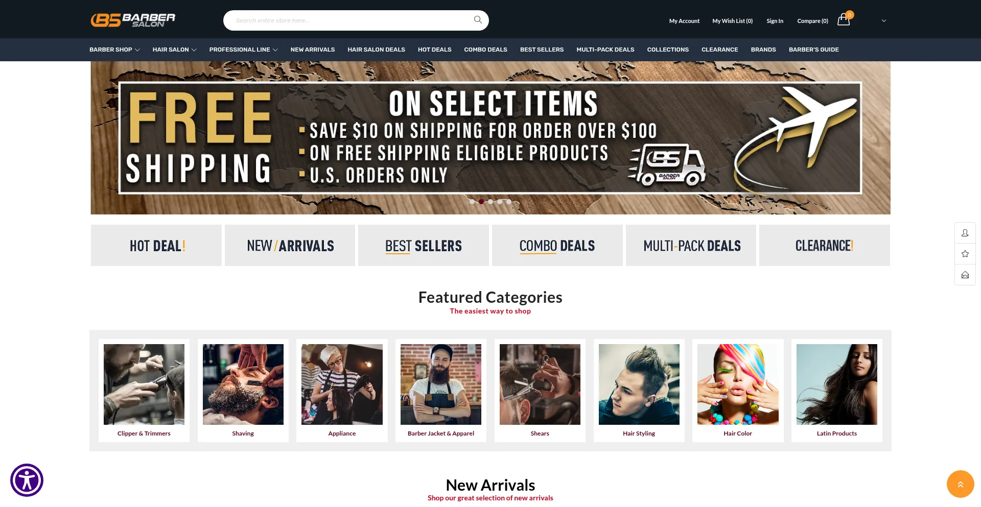 Website screenshot of Barbersalon.com
