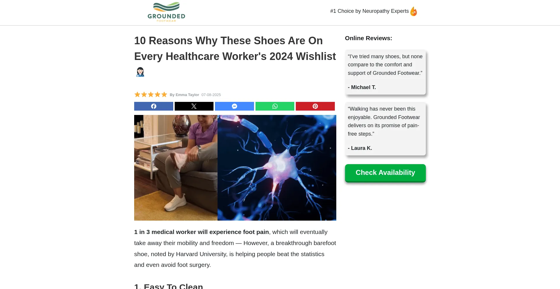 Website screenshot of Barefootvitalityshoes.com