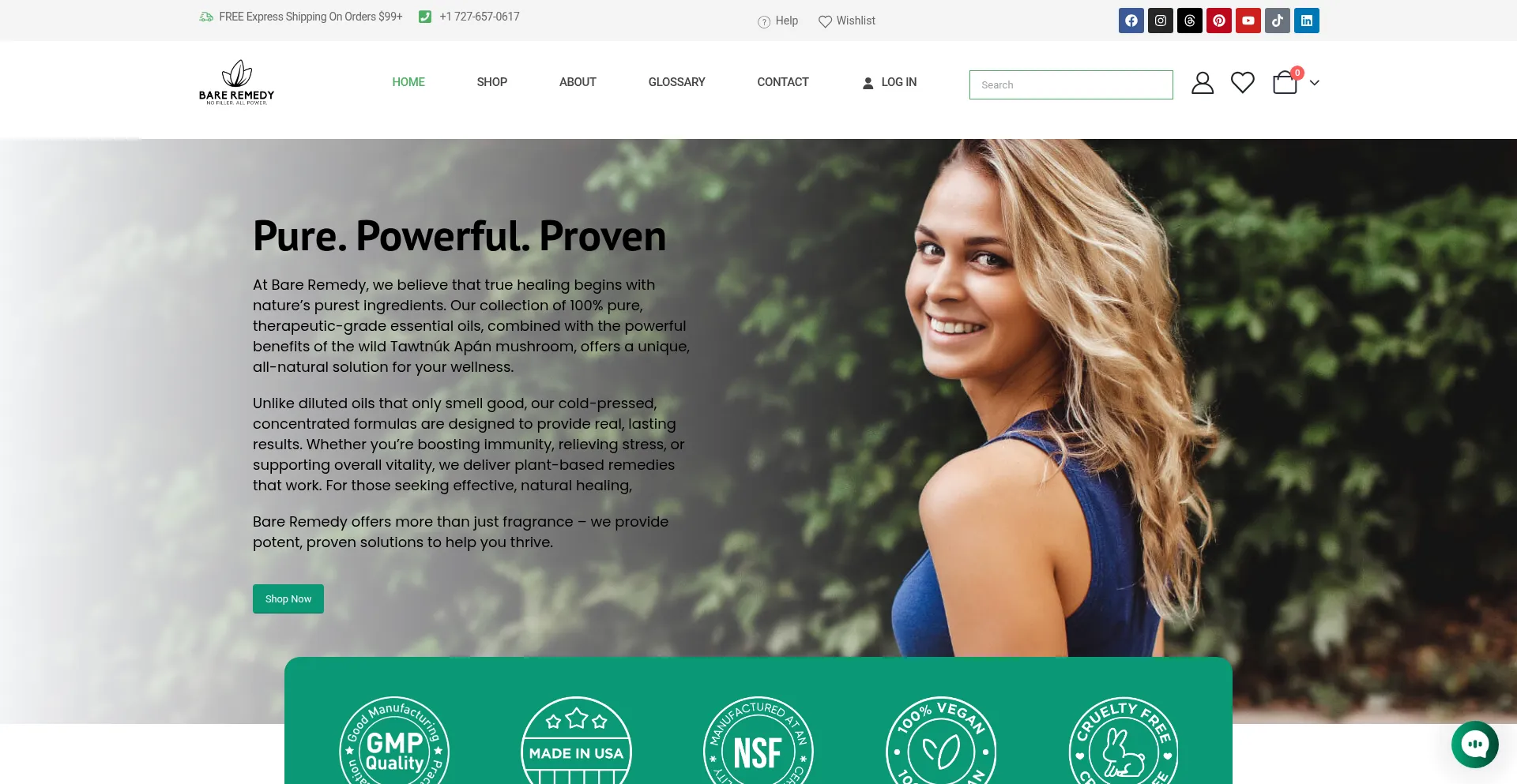 Website screenshot of Bareremedy.net