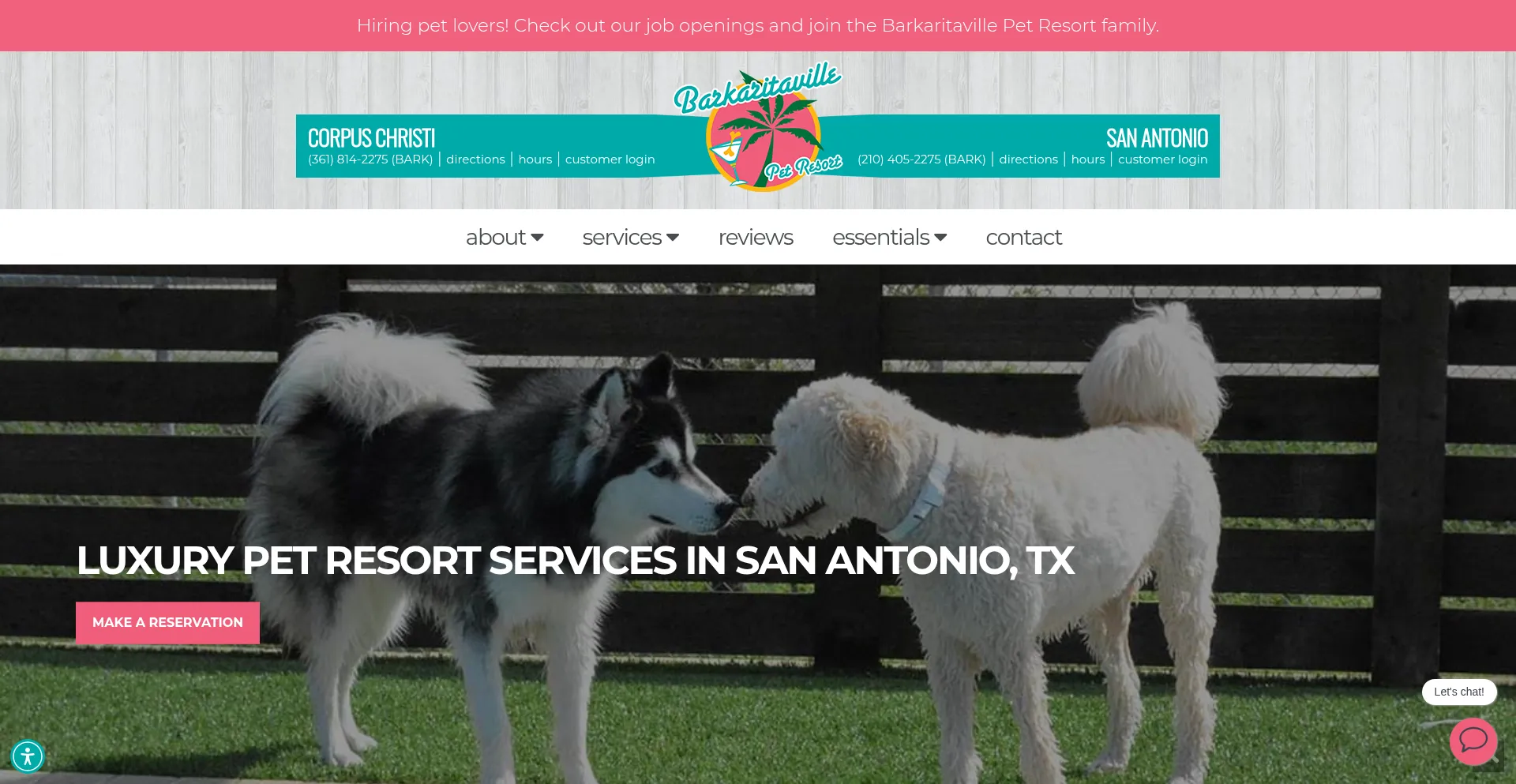 Website screenshot of Barkaritavillepetresort.com