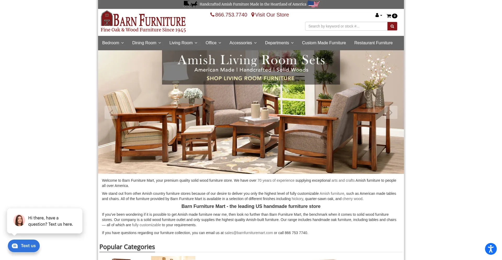 Website screenshot of Barnfurnituremart.com