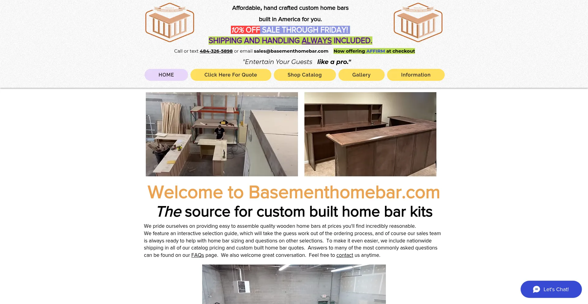 Website screenshot of Basementhomebar.com