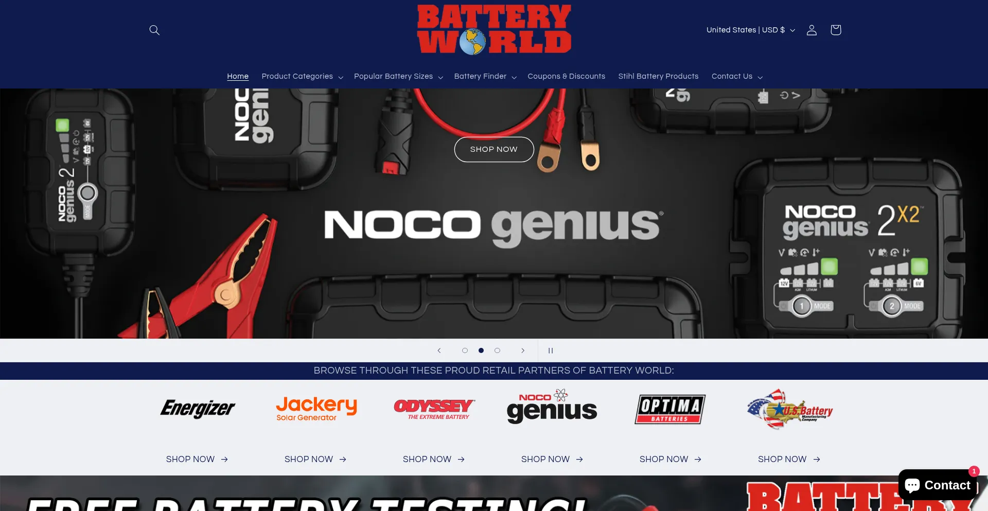 Website screenshot of Batteryworldonline.com
