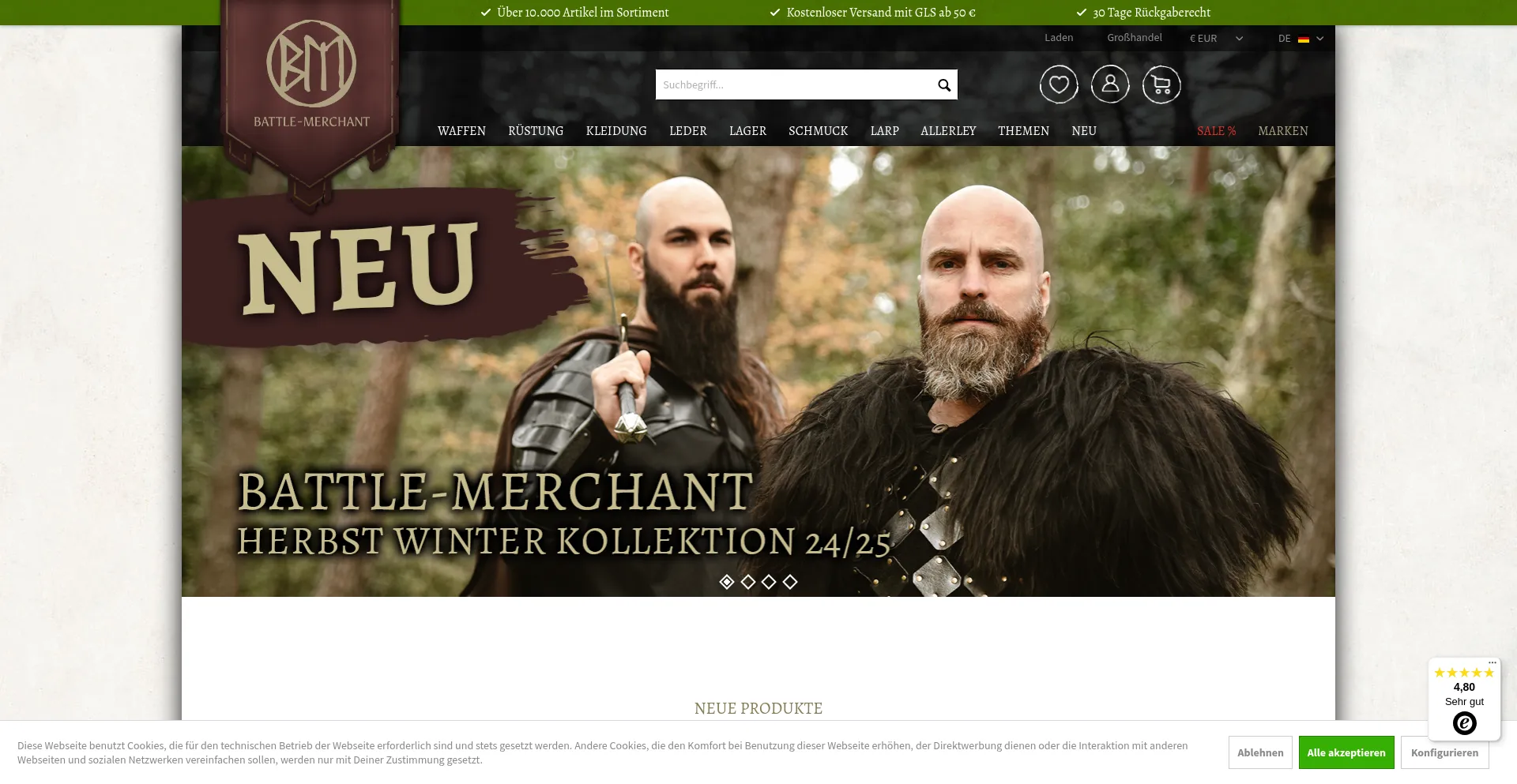 Website screenshot of Battlemerchant.com