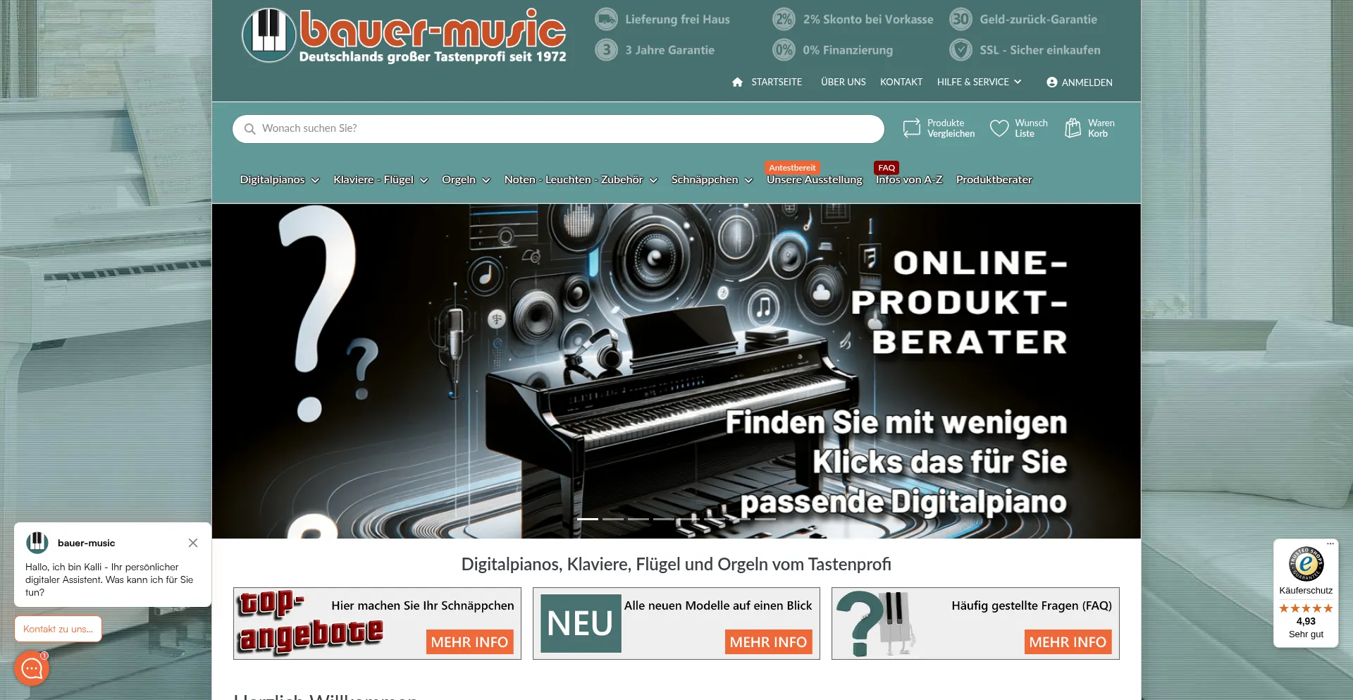 Website screenshot of Bauer-music.de