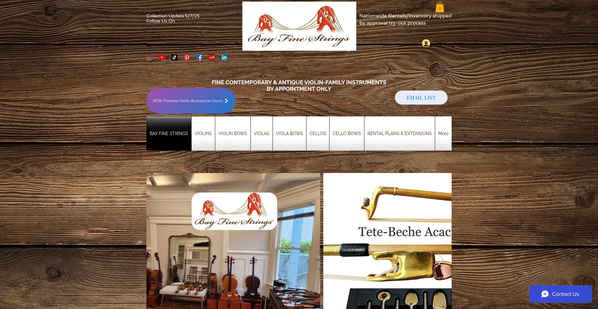 Website screenshot of Bayfinestrings.com