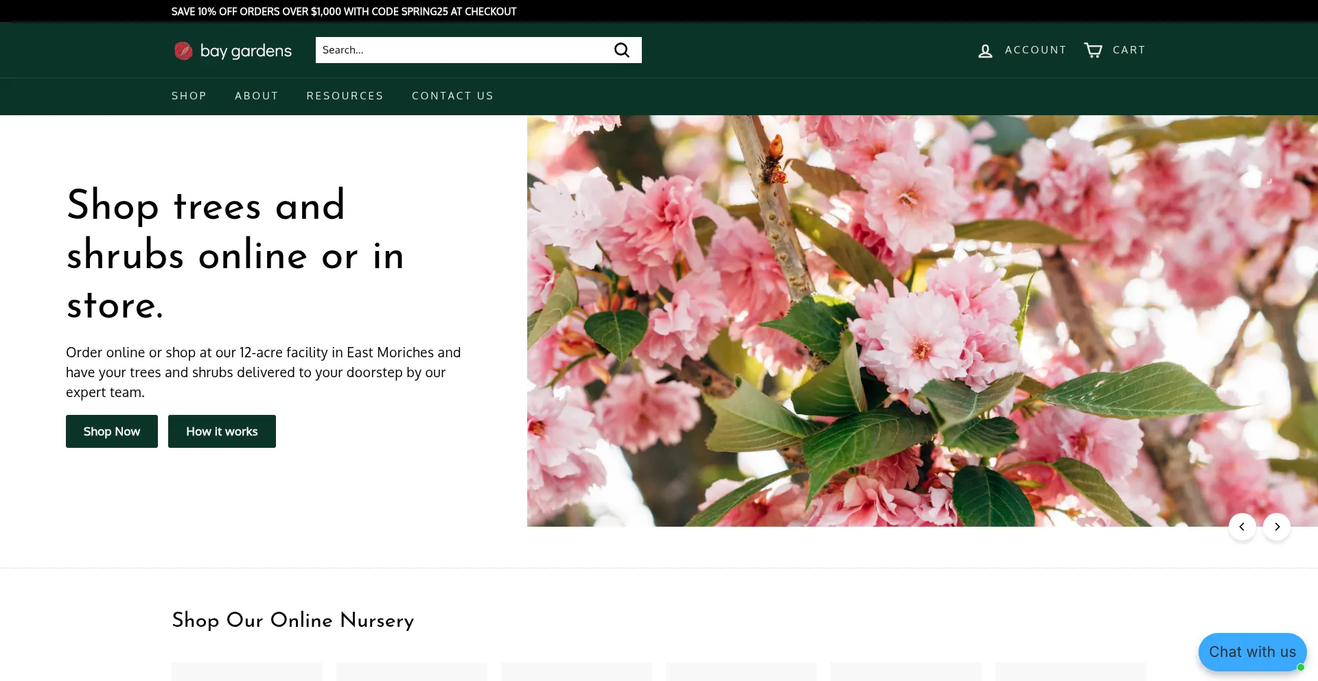 Website screenshot of Baygardens.com