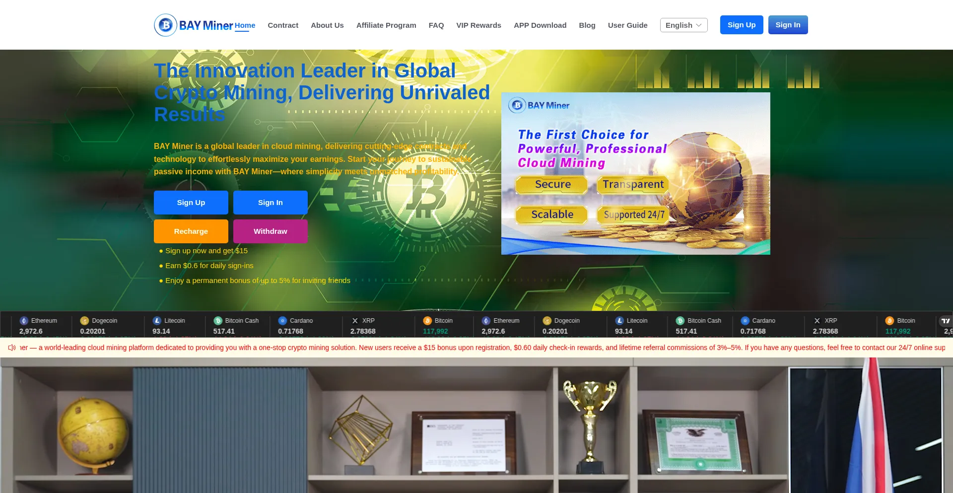 Website screenshot of Bayminer.net