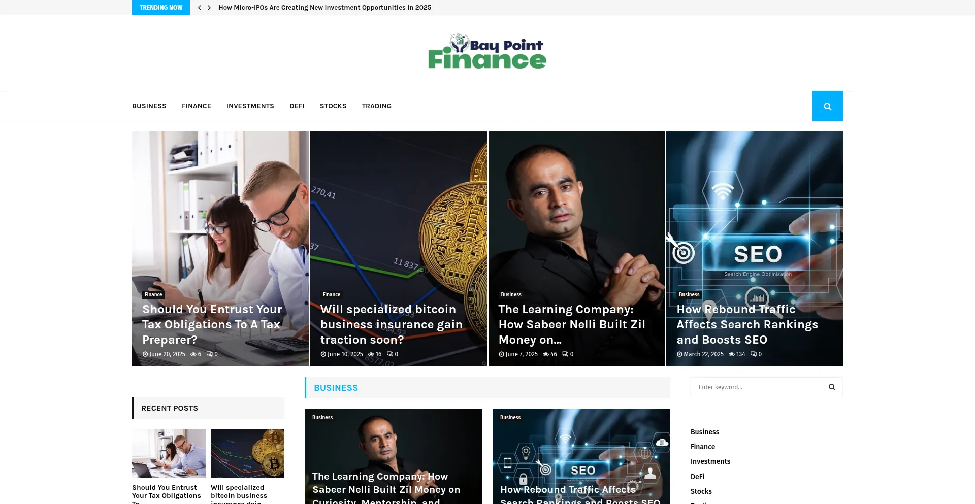 Website screenshot of Baypointfinance.com