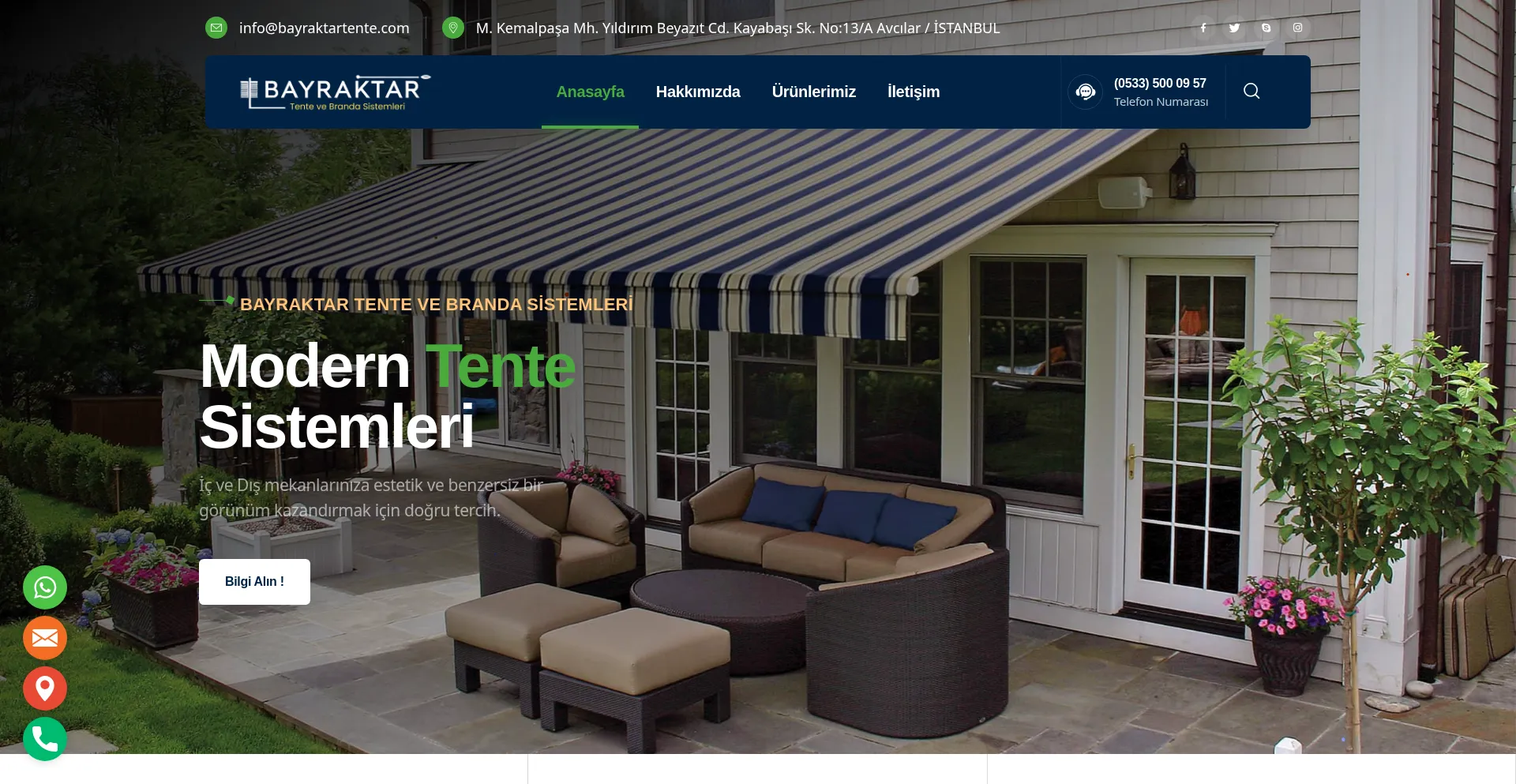 Website screenshot of Bayraktartente.com