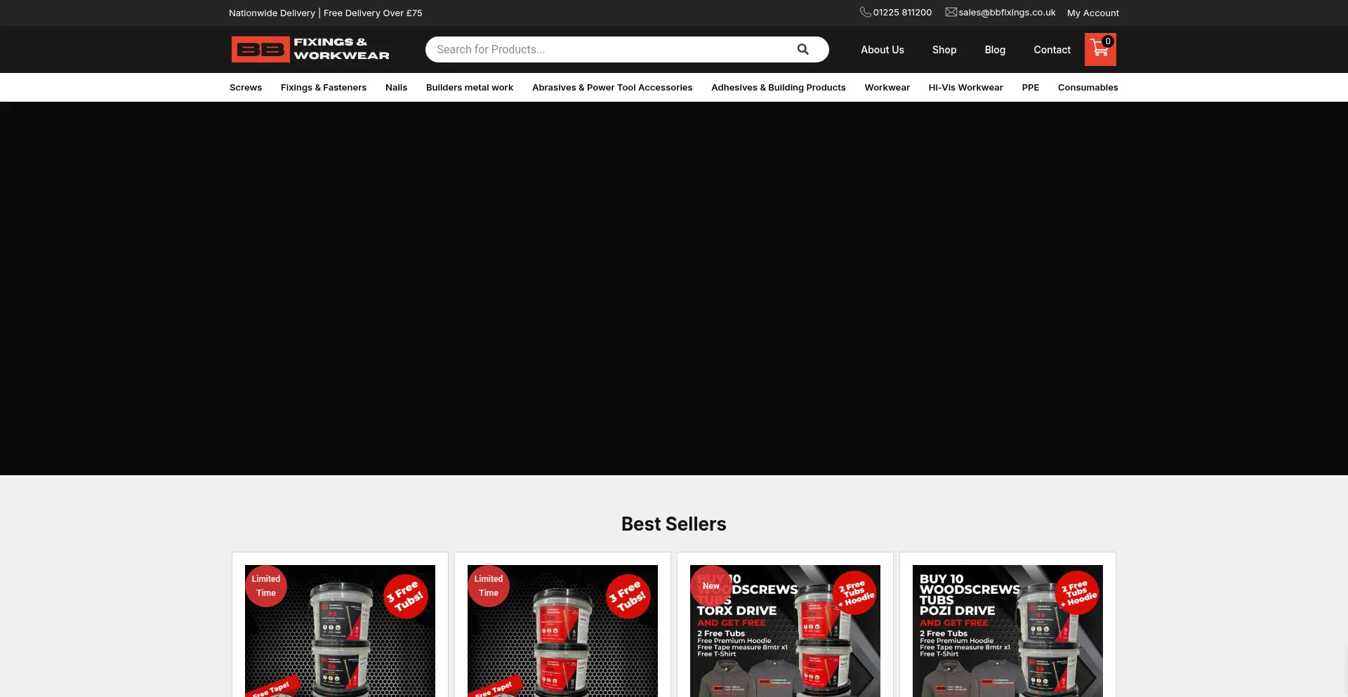 Website screenshot of Bbfixings.co.uk