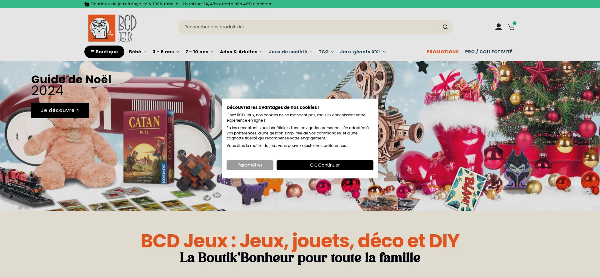 Website screenshot of Bcd-jeux.fr
