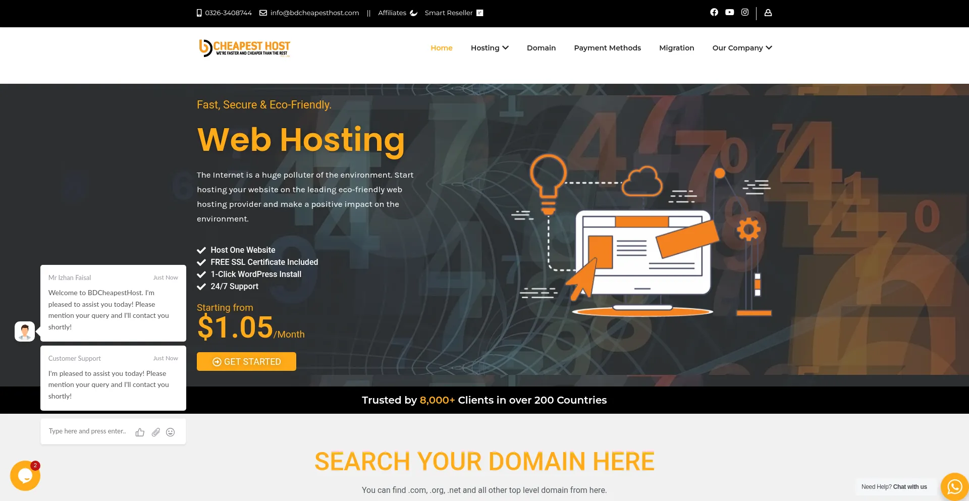 Website screenshot of Bdcheapesthost.com
