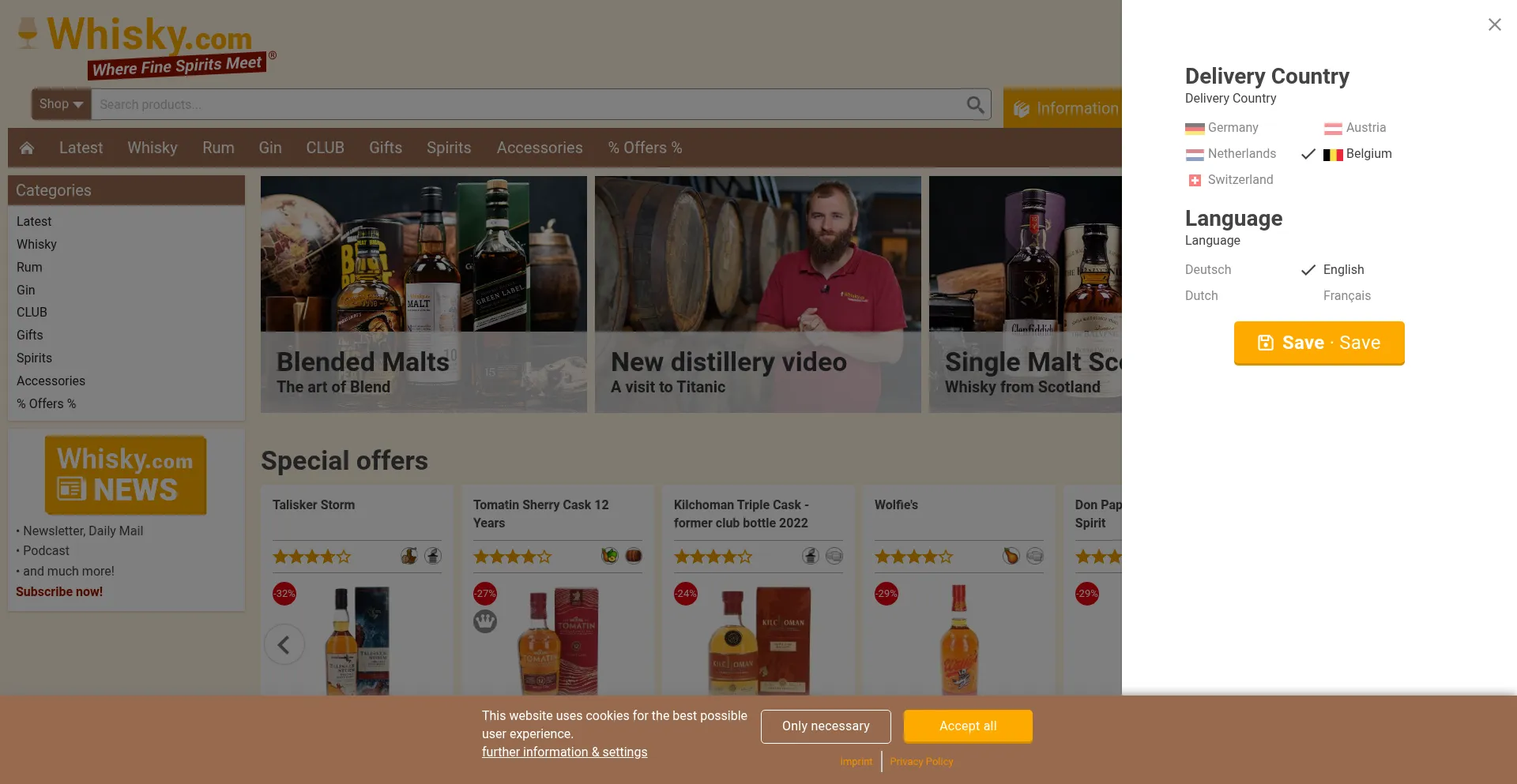 Website screenshot of Be.whisky.com