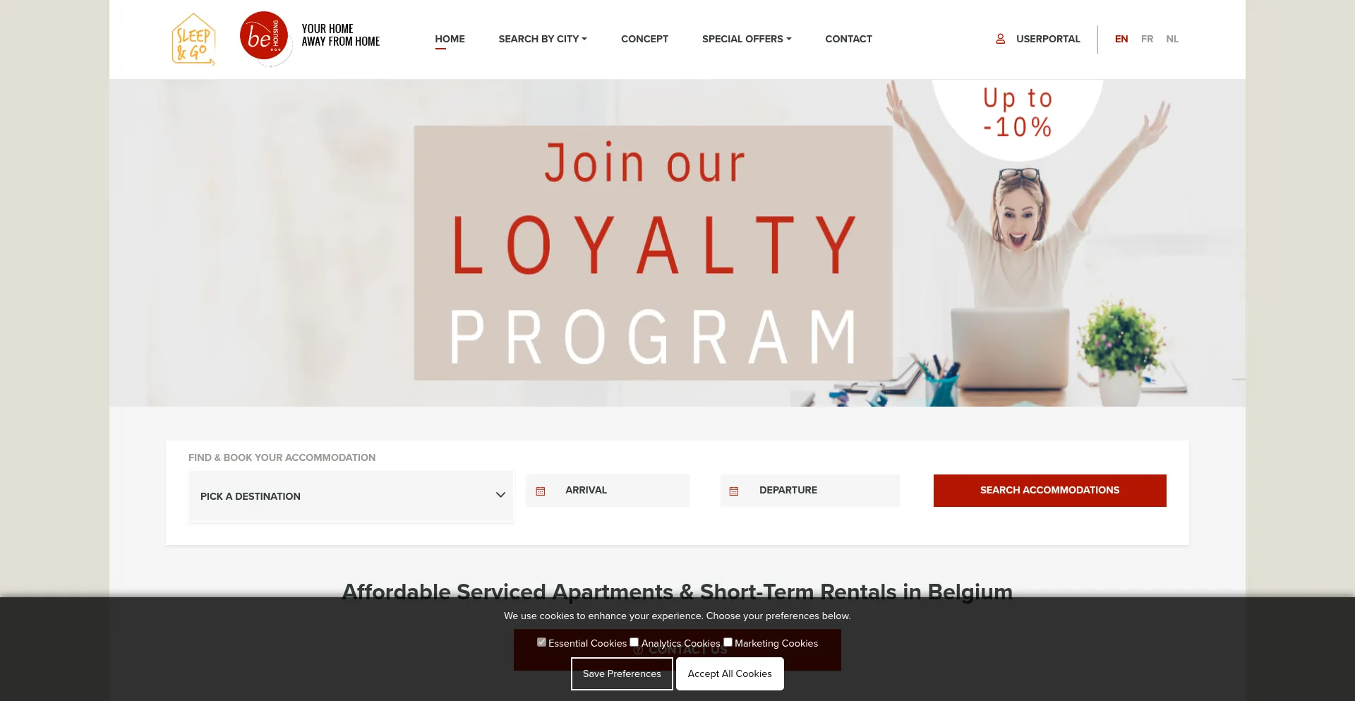 Website screenshot of Be-housing.be
