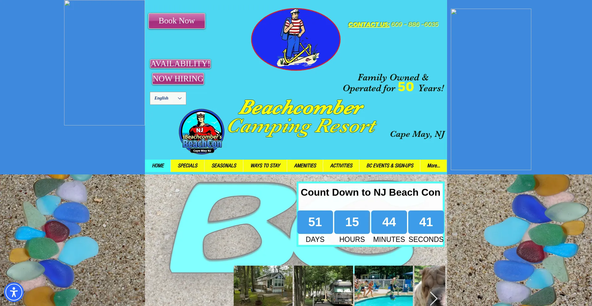 Website screenshot of Beachcombercamp.com