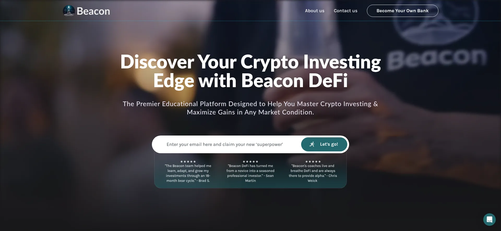 Website screenshot of Beacondefi.xyz