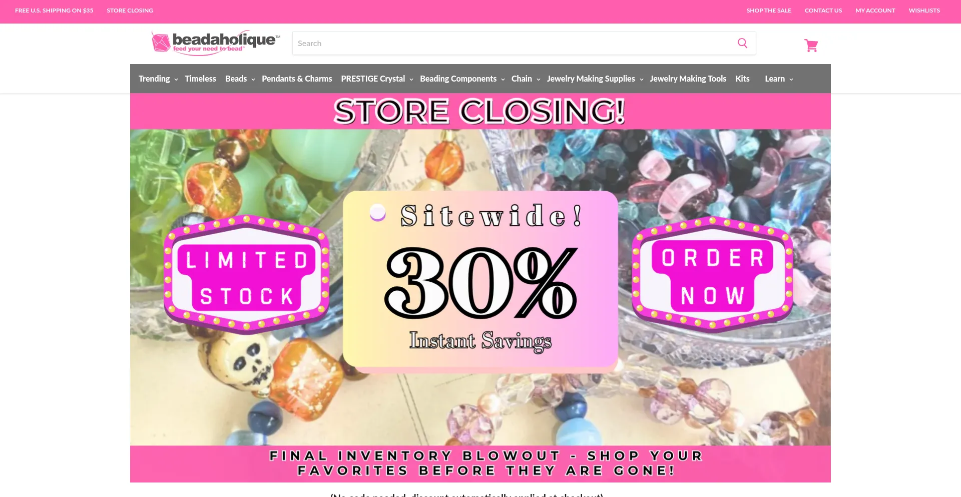 Website screenshot of Beadaholique.com