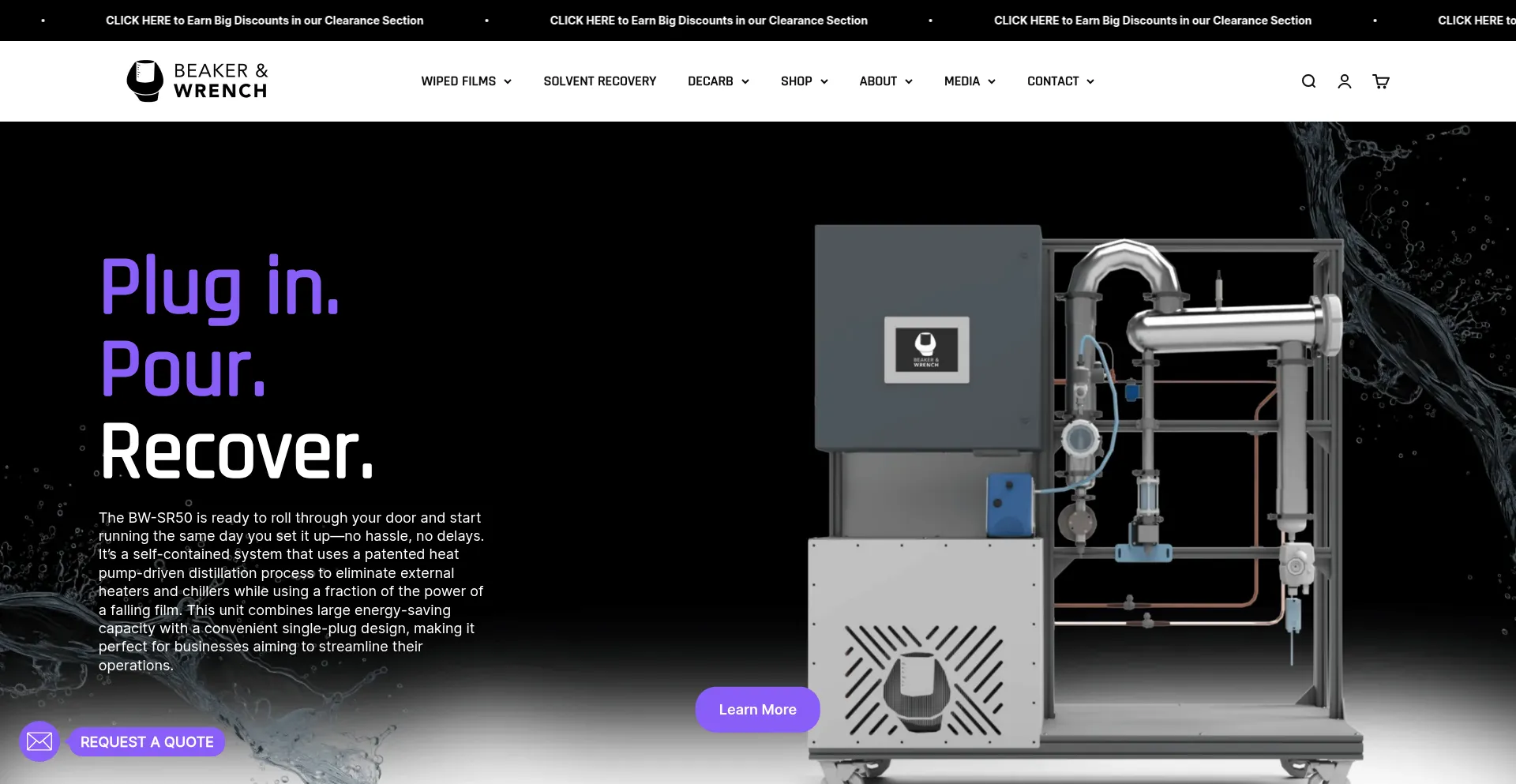 Website screenshot of Beakerandwrench.com