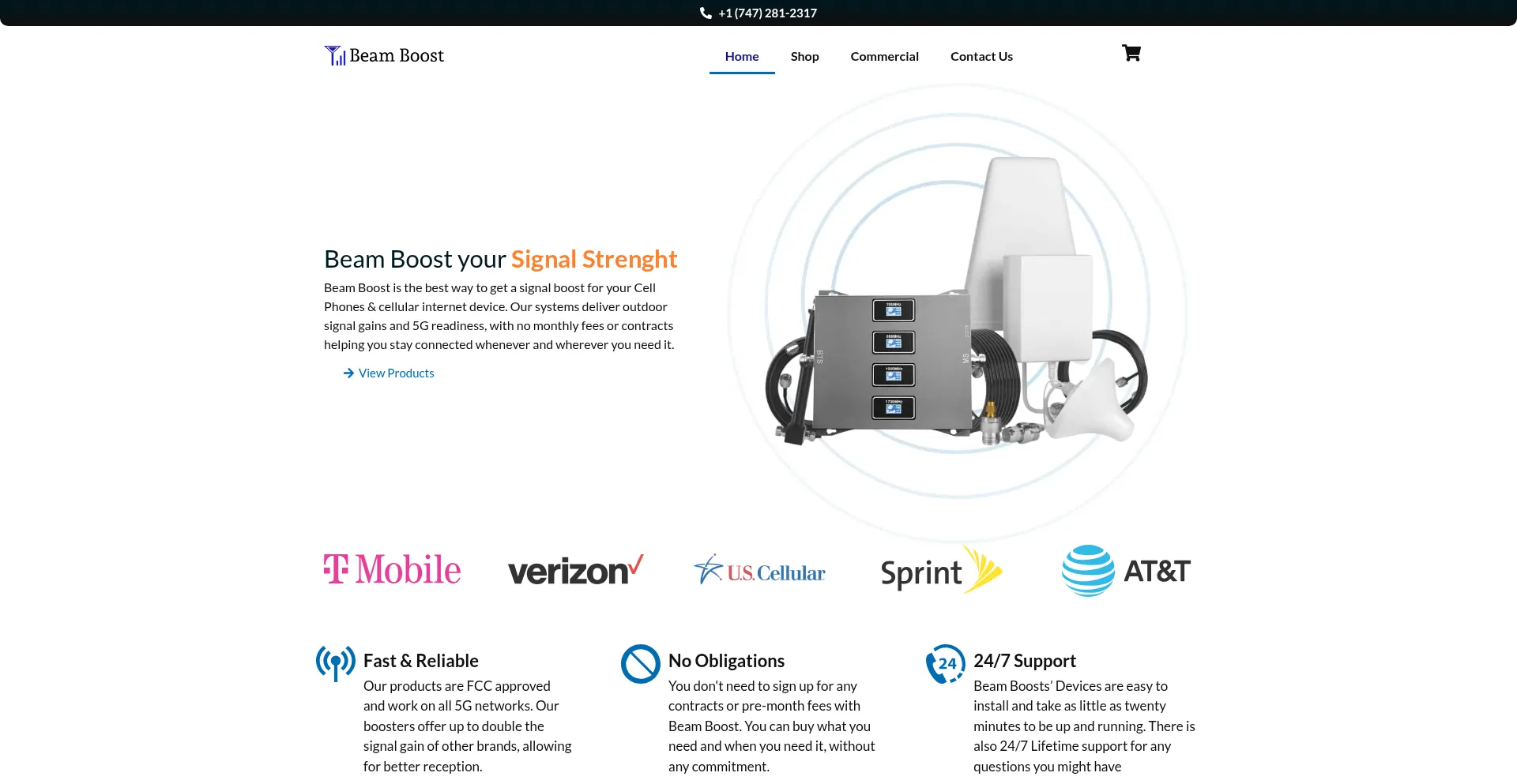Website screenshot of Beamboost.us