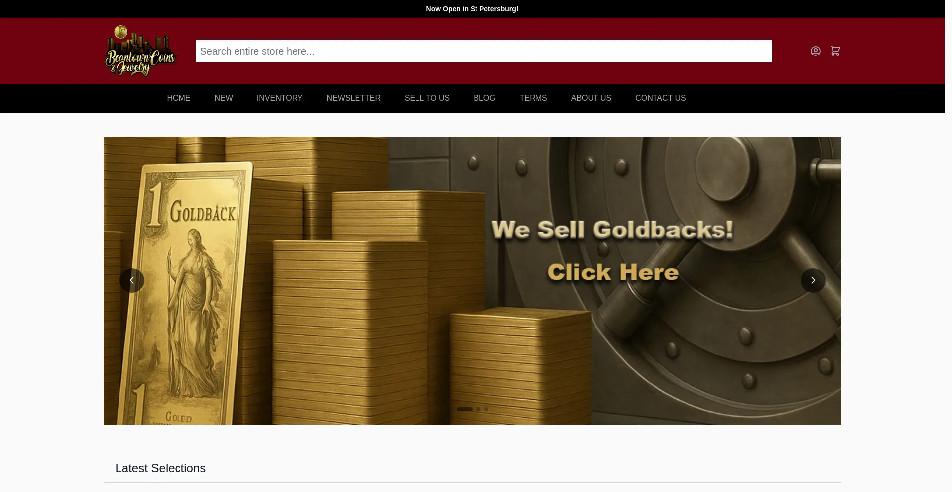 Website screenshot of Beantowncoins.com