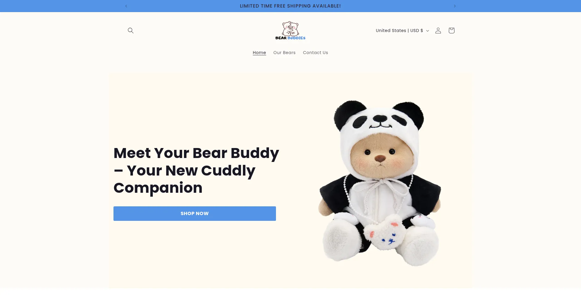 Website screenshot of Bearbuddies.store
